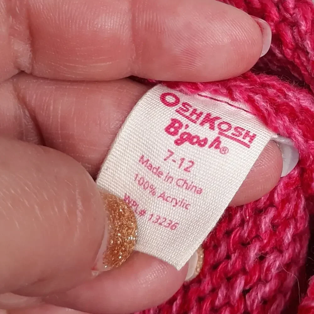 Oshkosh Pink Girls 7-12 Kids Sweater Hat Beanie pompom‎ top